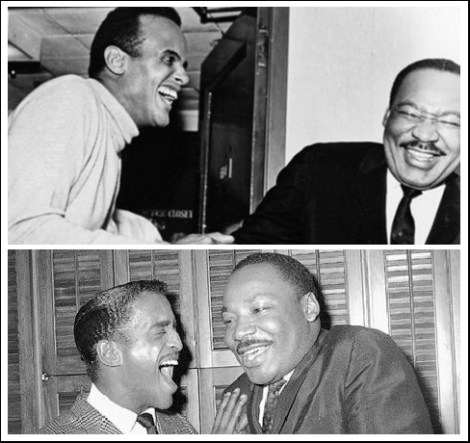 Top: Harry Belafonte and MLK Bottom: Sammy Davis Jr and MLK