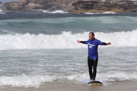 Surfing - at Bondi Beach near my home in Sydney. This photo was taken by the instructor on my first lesson. I've since had a few more and am keeping it up. 