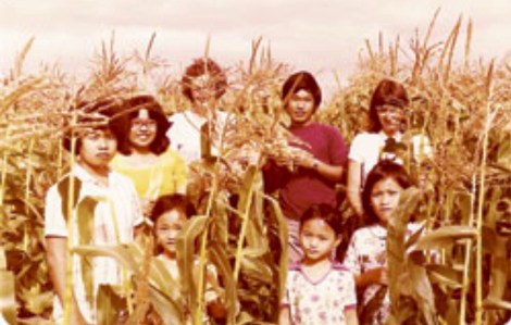 Houv with his sisters and brothers in Cambodia